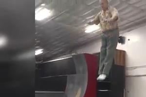 Old man jumping very well perform his fitness